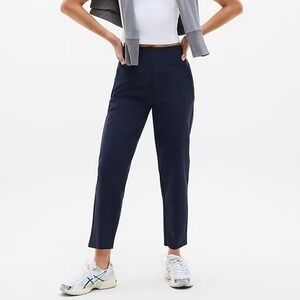 Athleta Women 10 Endless High Rise Pant Navy Blue Travel Work Comfort WR EUC